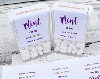 Tic Tac Labels Only - Mint to Be with Names, Hastag and Wedding Date