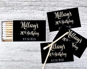 Matches Favor Labels Only  - Birthday Party Favors - Black and White Matchbox Favors - Matchbox Favors - Customizable
