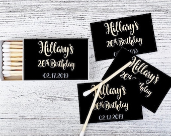Matches Favors - Black and White Matchbox Favors - Birthday Matchbox Favors - Customizable