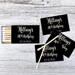 Matches Favor Labels Only  - Birthday Party Favors - Black and White Matchbox Favors - Matchbox Favors - Customizable