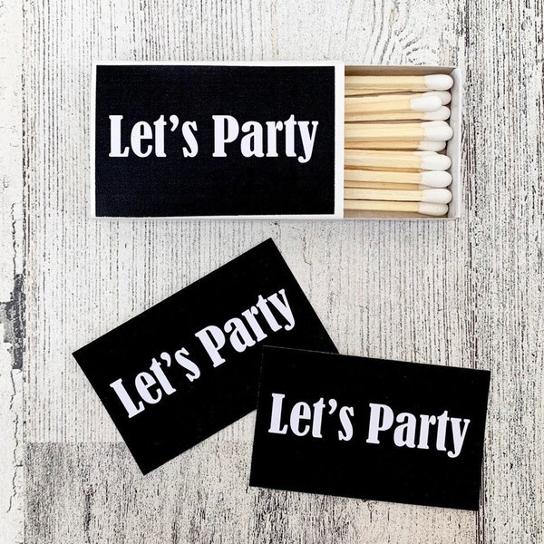 Matches Favor Labels - Black and White Matchbox Favors - Birthday Matchbox Favors - Customizable