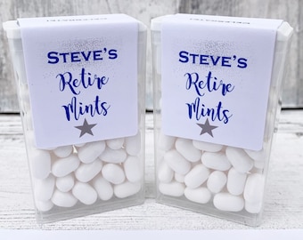 Tic Tac Retire Mint Labels Only - Color Customizable - Retiremints - Tic Tac Favors for a retirement party