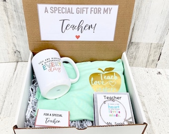 Teacher gift Box - Personalized Teacher Gift - Teacher Gift Set with Shirt, Teacher Mug, and Bracelet