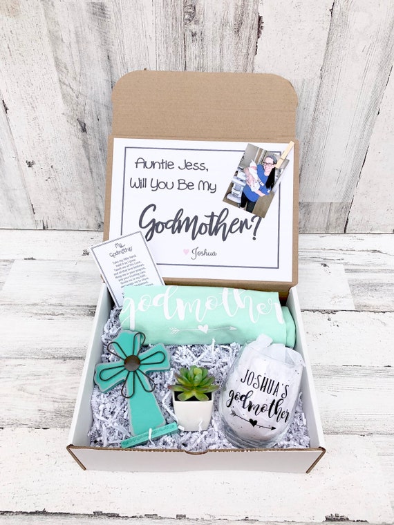 Personalized Godmother Proposal Gift Box: Tank Top, Succulent
