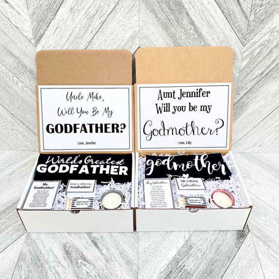 Personalized Godparent Proposal Box Set: Godmother Tank & Godfather T-Shirt