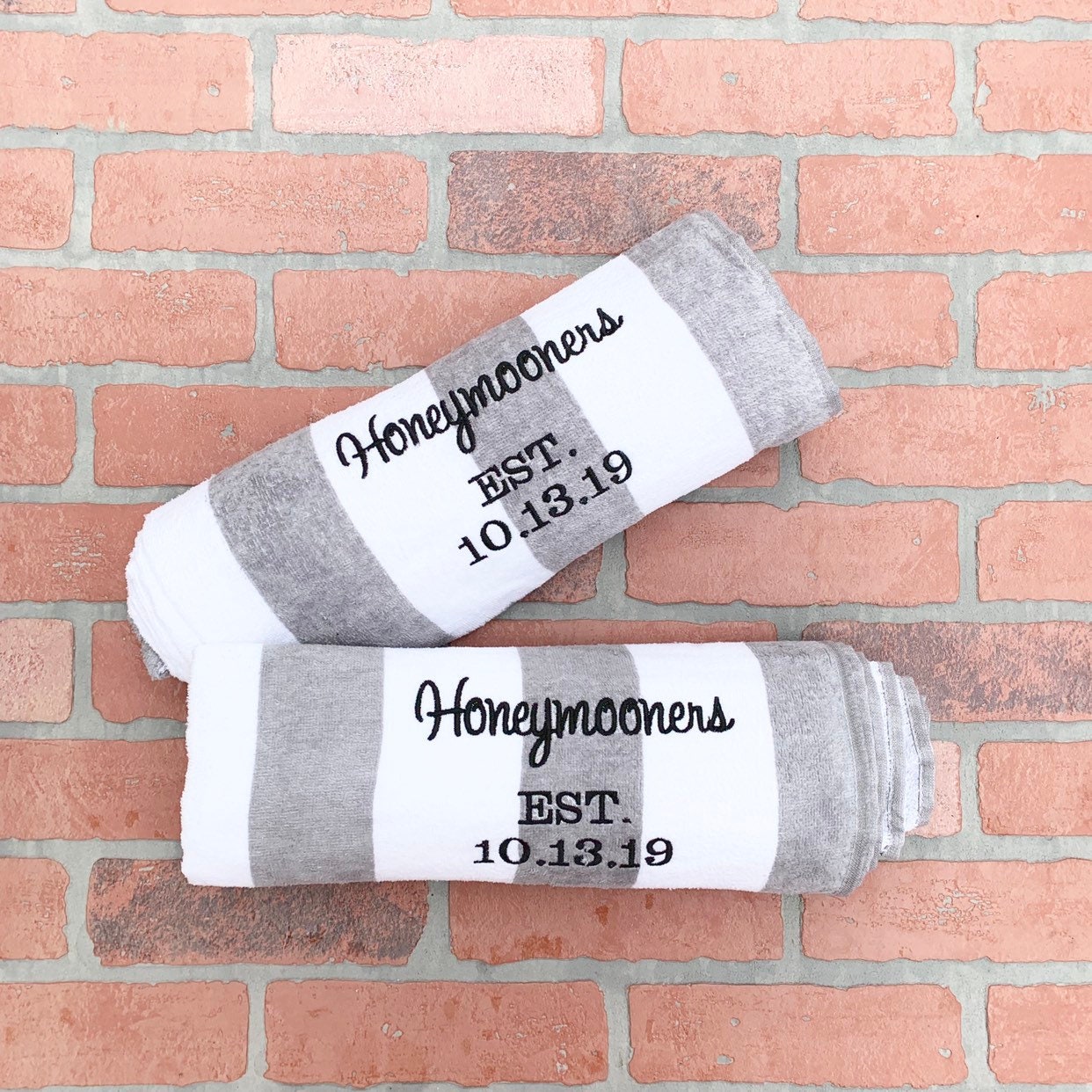Honeymoon Towels Personalized Beach Towels Honeymooners Wedding Date