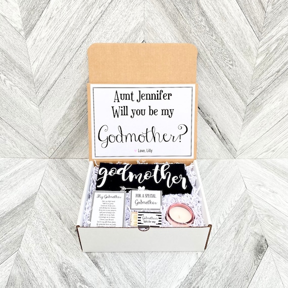 Personalized Godmother Proposal Gift Box: Godmother Poem & Tank