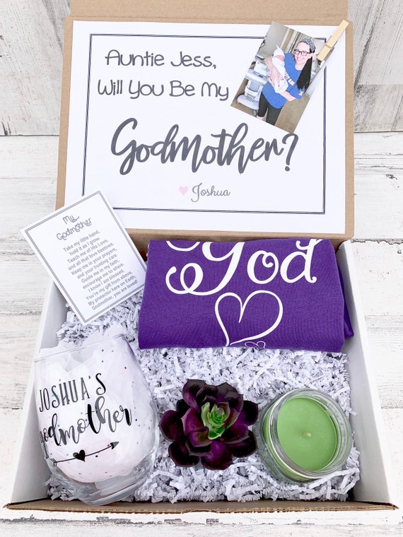 Personalized Godmother Proposal Box: Tank Top, Candle & Succulent