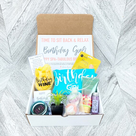 Birthday Spa Gift Box: Tank Top, Wine Glass, Succulent & Candle