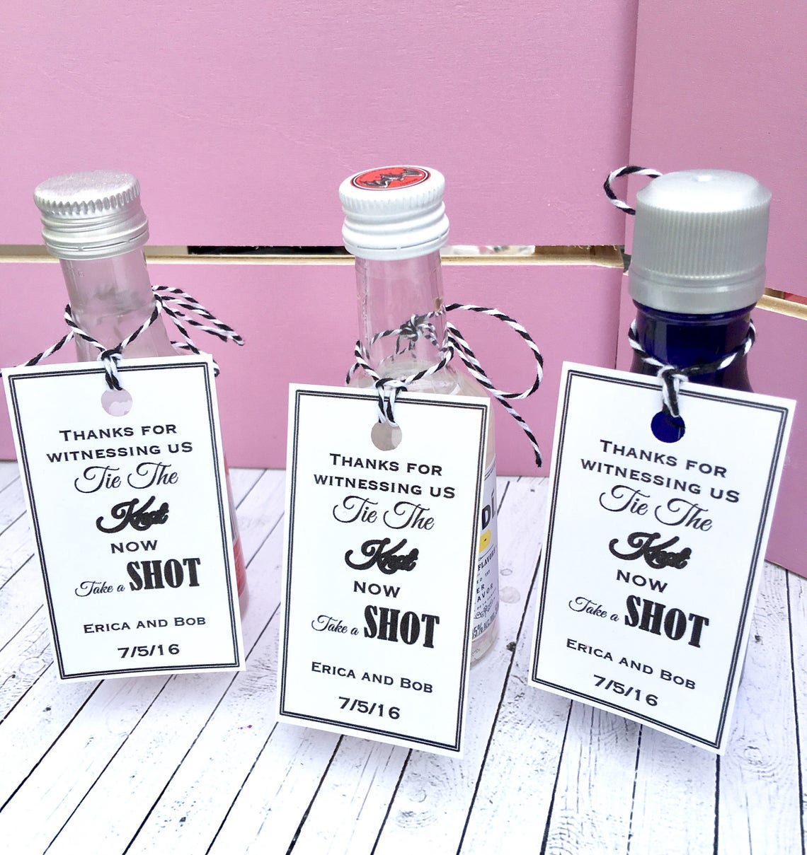 Mini Alcohol Favor Tags We Tied the Knot Take a Shot - Etsy