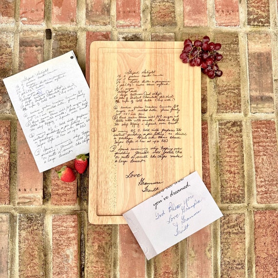 Engraved Recipe Cutting Board: Custom Handwritten Note Gift