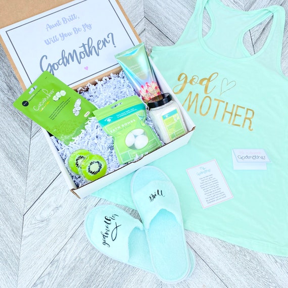 Personalized Godmother Gift Box: Tank Top, Slippers & Spa Set