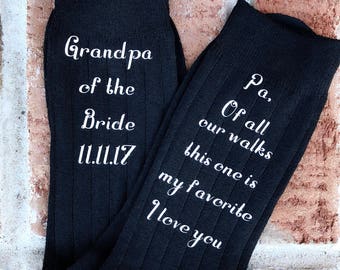 Customizable - Of All Our Walks This One is My Favorite Socks for the Wedding Day - Grandfather of the Bride Socks - Grandfather wedding gif