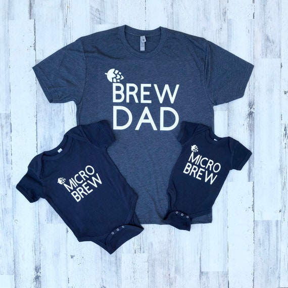 Father and Son Shirts - First Fathers Day - Brew Dad and Micro Brew - Beer Lover Shirt Set