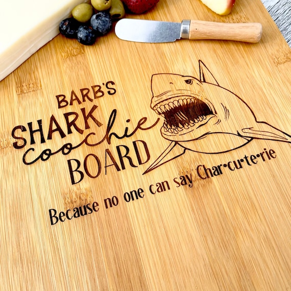 Wood Engraved Shark Coochie Charcuterie Board - Funny Gift