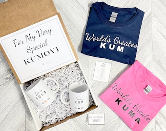 Kum and Kuma Gift Box - Personalized Shirts and Mugs - Will you be My Kumovi Box