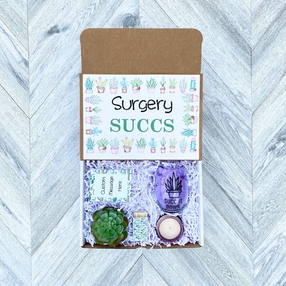 Surgery Succs Gift Box: Succulent, Wine Glass, Candle & Matches