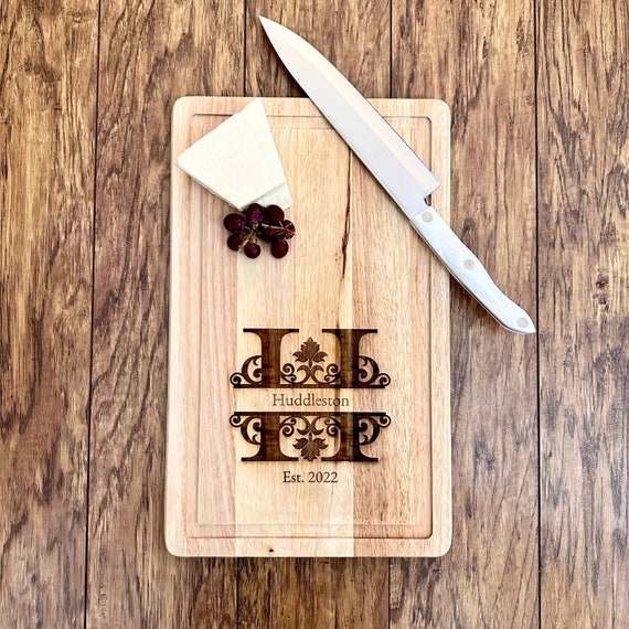 Wood Engraved Custom Cutting Board - Anniversary or Wedding Gift - Personalized Cutting with Name and Date
