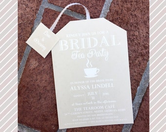 Tea Party Bridal Shower Invitations Elegant