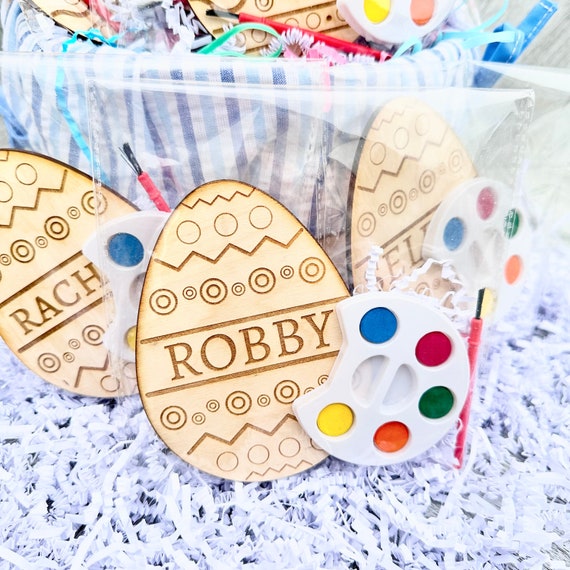 Personalized Wood Easter Egg Paint Set: Engraved Activity, Basket Filler