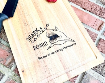 Wood Engraved Shark Coochie board- Funny Gift - Charcuterie Board - Comical Gift