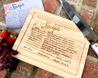 Recipe Engraved Custom Wood Cutting Board - Add a Photo, Recipe, Handwritten Note to your Board- Personalized Cutting Board