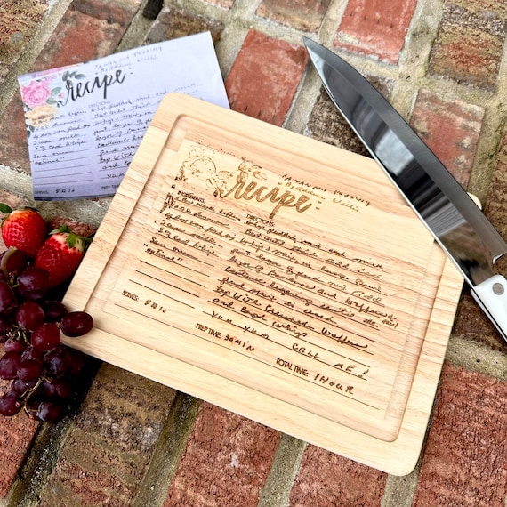 Engraved Recipe Cutting Board: Custom Photo, Handwritten Note