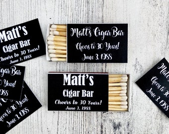 Matches Favor Labels Only - Black and White Matchbox Favors - Birthday Matchbox Favors - Customizable