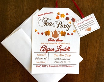Fall Themed Tea Party Invitation Autumn Tea