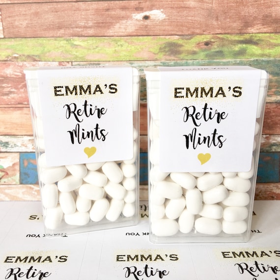 Customizable Retire Mint Labels: Retirement Party Favors