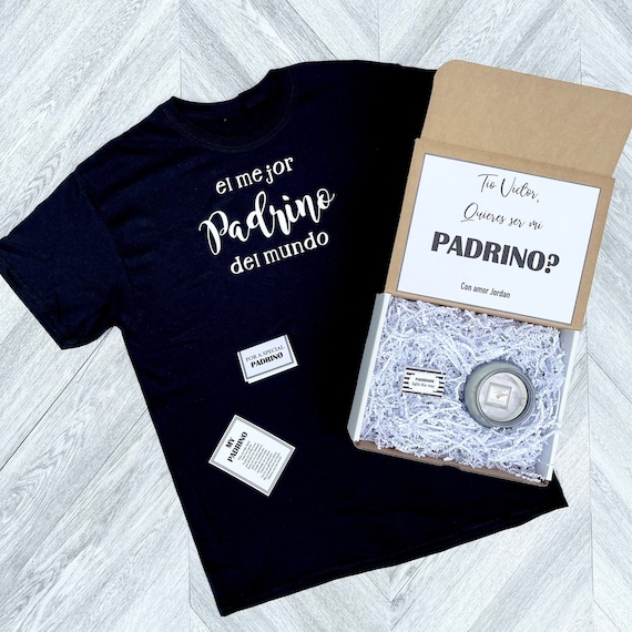 Personalized Padrino Proposal Box - T-Shirt & Candle Gift Set