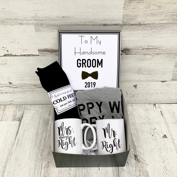 Personalized Groom Gift Box: Mugs, Shirt & Socks Wedding Set