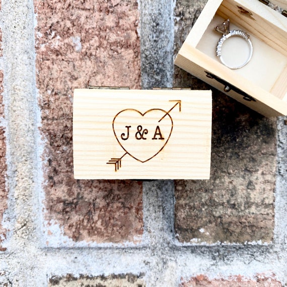 Engraved Wooden Ring Bearer Box: Personalized Wedding Keepsake