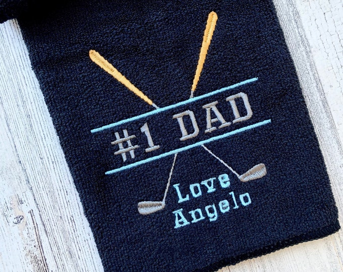 Featured listing image: 2 Personalized Golf Towels - Set of 2 - Customizable Golf Towels - Gift for Dad - Golf Dad