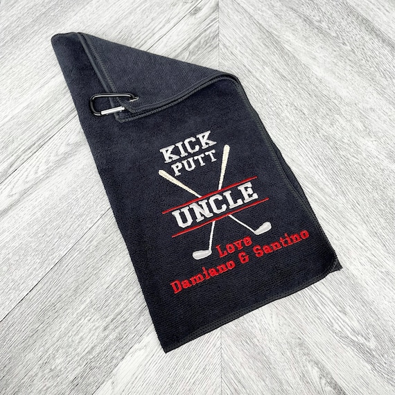 Personalized Embroidered Golf Towel - Kick Putt Uncle Gift