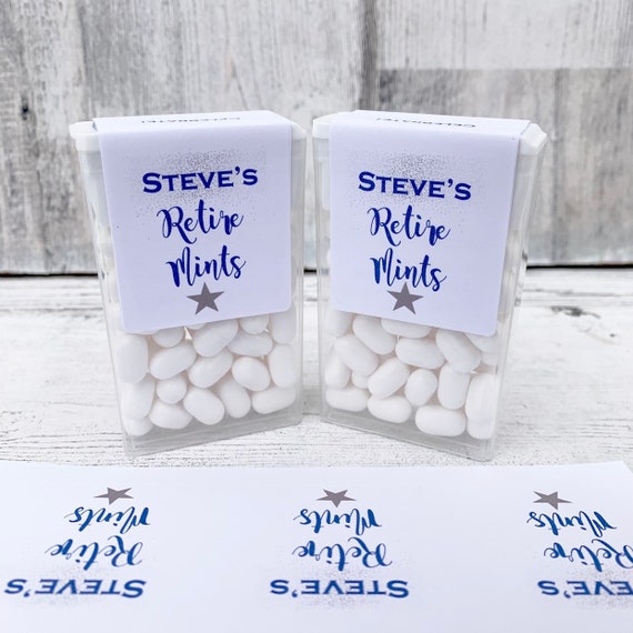 Customizable Retirement Mint Labels: Retiremint Party Favors