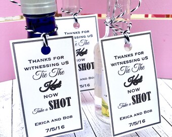 Mini Alcohol Favor Tags - We Tied the knot - Take a Shot - Wedding Favors - Bridal Shower Favors - Tied the Knot Labels - Mini Alcohol Favor