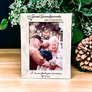 Great Grandparents Engraved Frame - Laser Engraved  Personalized Grandparents Wooden Frame - Grandparents Blessed - Thank you for being mine