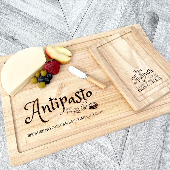 Engraved Wood Antipasto Board Set: Funny Charcuterie Gift