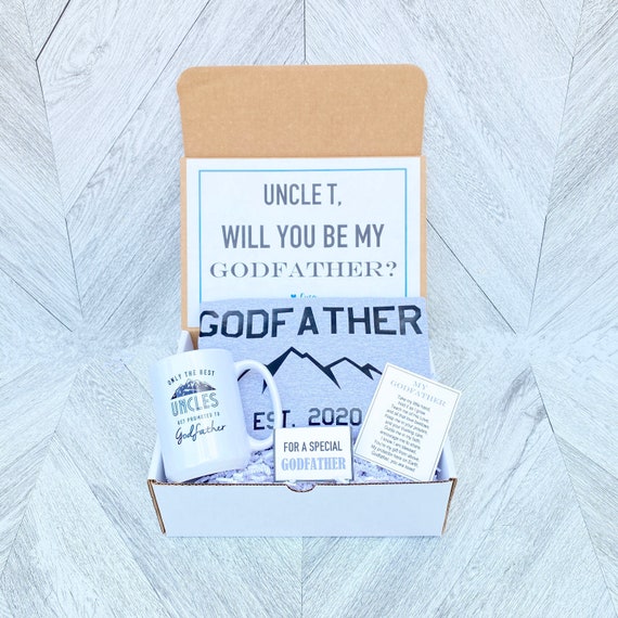 Personalized Godfather Gift Box: T-Shirt, Mug & Poem Card