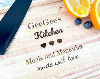 Wood Engraved Custom Cutting Board - GiGi GG GeeGee Gift - GeeGee’s Kitchen- Personalized Cutting Board