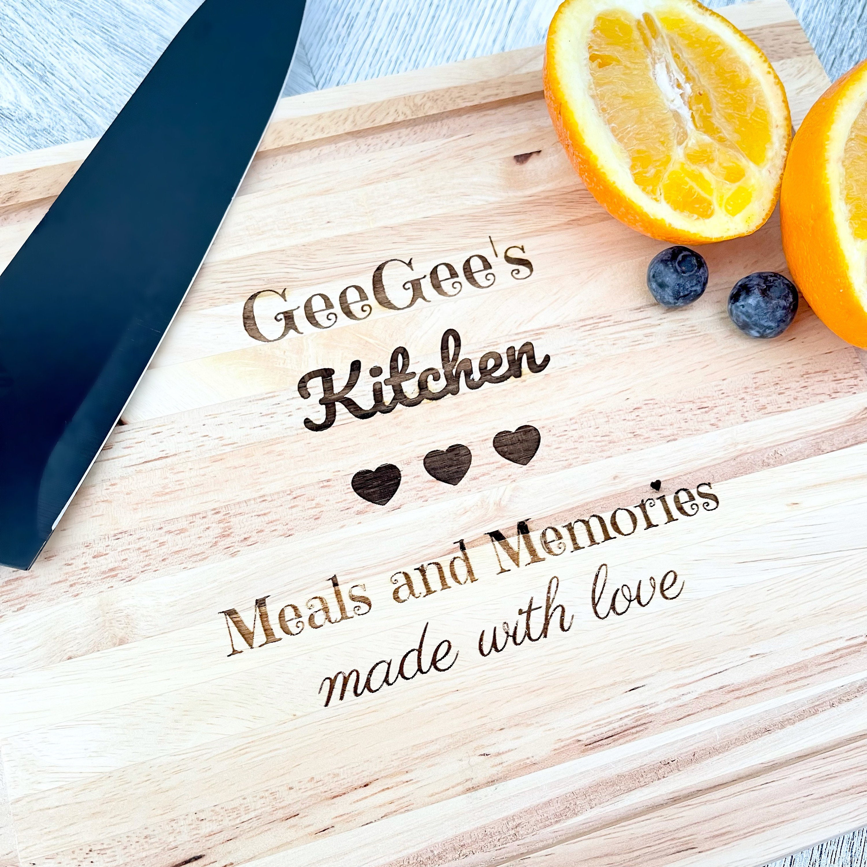 Wood Engraved Custom Cutting Board - GiGi GG GeeGee Gift - GeeGee's Kitchen-  Personalized Cutting Board