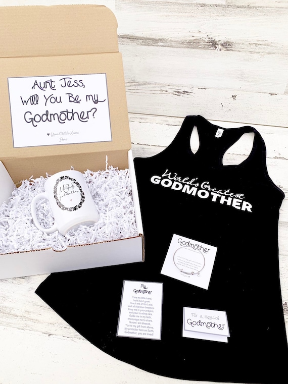 Personalized Godmother Gift Box: Mug, Tank Top & Bracelet