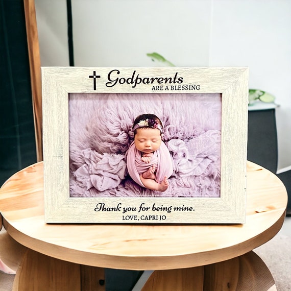 Personalized Godparents Engraved Wooden Frame: Godparent Blessing