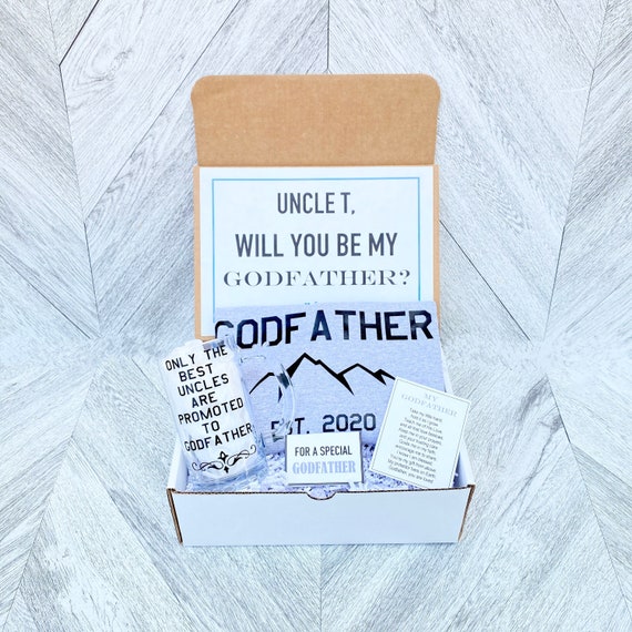 Personalized Godfather Gift Box: Beer Stein, T-Shirt & Poem Card