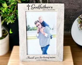 Godfather Engraved Frame - Laser Engraved  Personalized Godfather Wooden Frame - Godfather Blessings - Thank you for being my Godfather