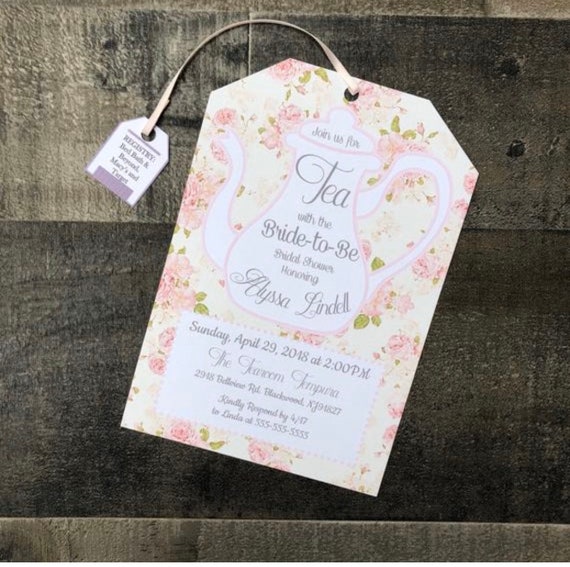 Tea Party Bridal Shower Invitations: Floral Teapot Design (Printable PDF)