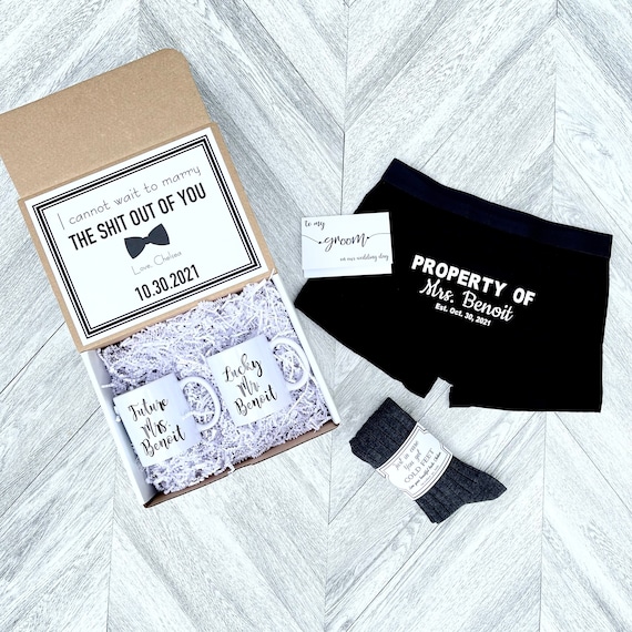 Personalized Groom Gift Box: Boxer Briefs, Mug Set & Socks