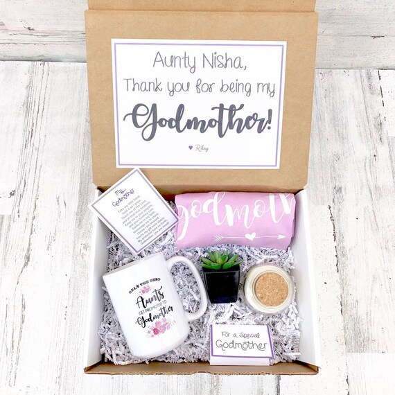 Personalized Godmother Proposal Gift Box: Tank Top, Mug & Succulent