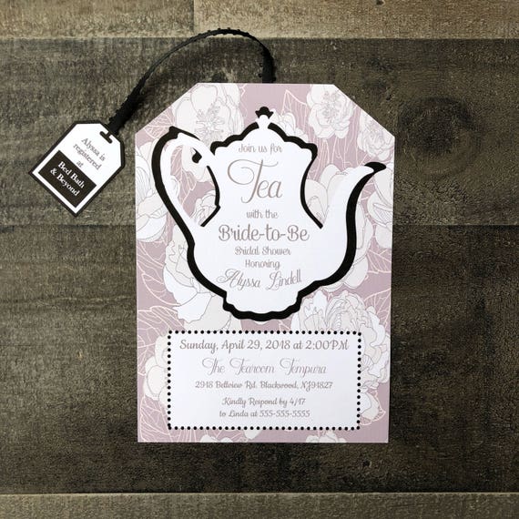 Tea Party Bridal Shower Invitations: Tea Bag Design, Customizable